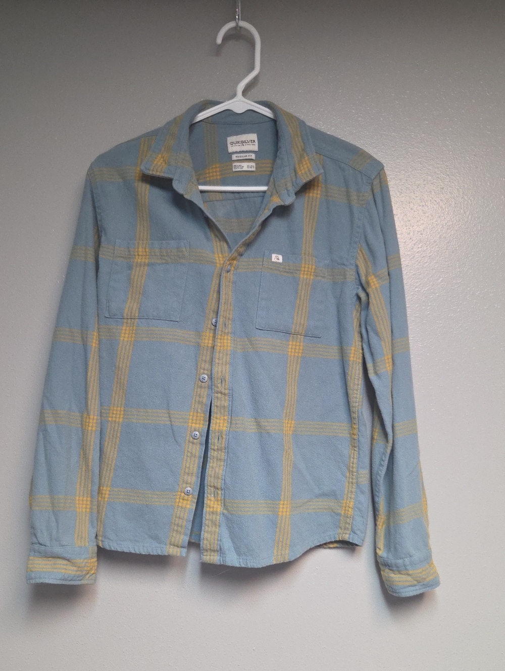 Quiksilver Light Blue & Yellow Plaid Casual Button-Down Shirt